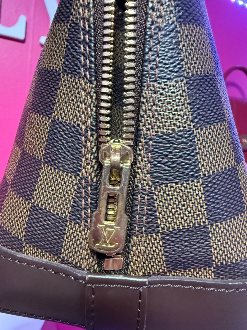 Louis Vuitton Brown Damier Ebene Satchel with Dark Brown Trim and Gold Hardware - Picture 9 of 10